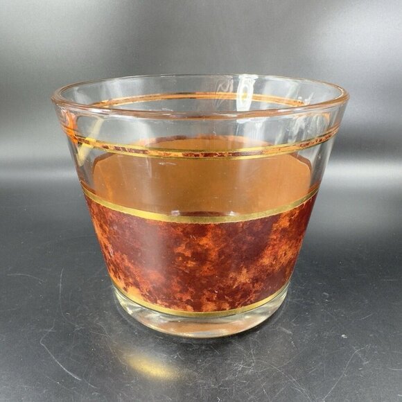 Vintage Mid Century George Briard Brown Marble Ice Bucket Glass Bottle Holder - Picture 12 of 16